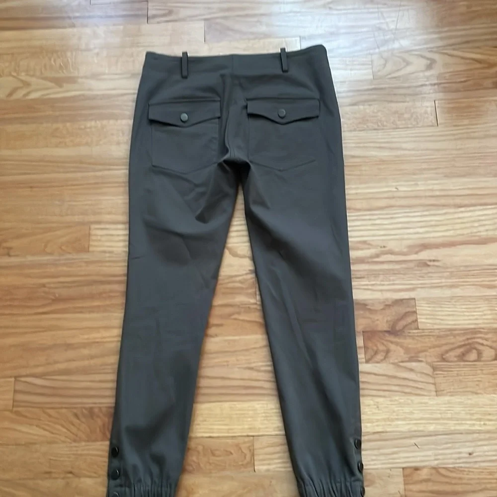 VERONICA‎ BEARD Joggers Pants Olive Green Snap Button Pockets 4 C3 - Picture 6 of 7